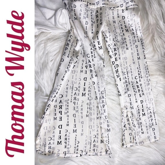 THOMAS WYLDE Y2K Sheer Silk Lyocell Text Print Dress Avant Garde Editorial Small - Picture 13 of 16